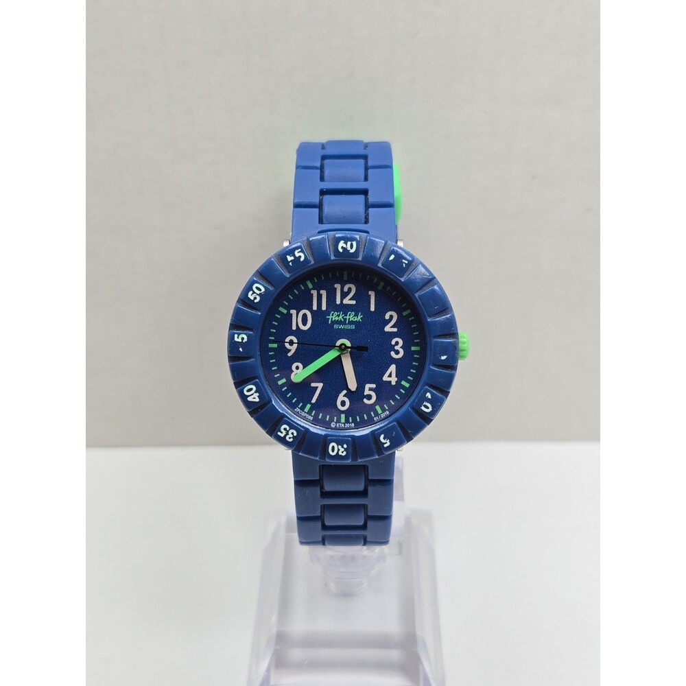 Flik Flak by Swatch Solo Dark Blue Kids Swiss Quartz 34mm Watch New Battery